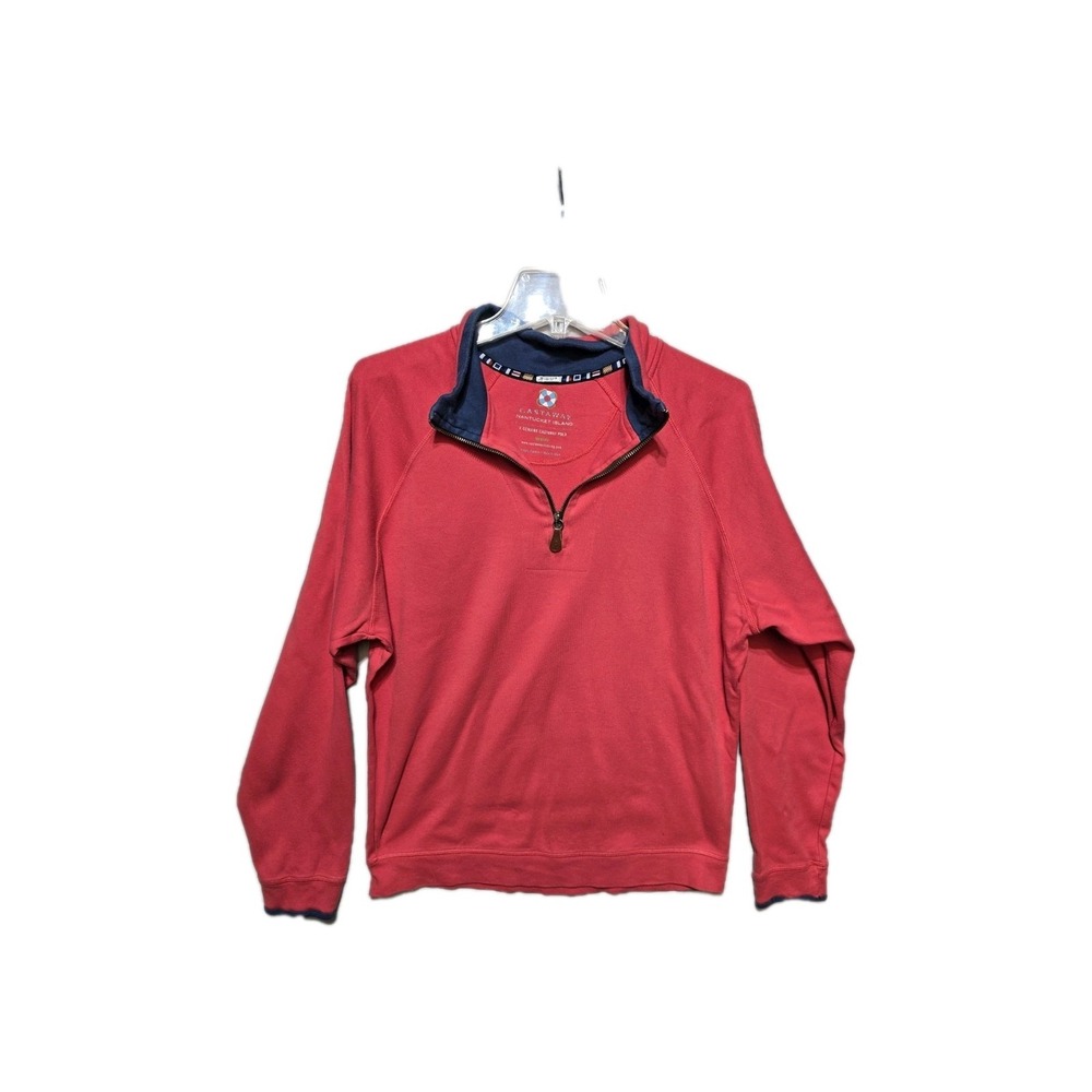 Castaway Nantucket Island Mens 1/4‎ zip Pullover Sweatshirt Size M Coral Red